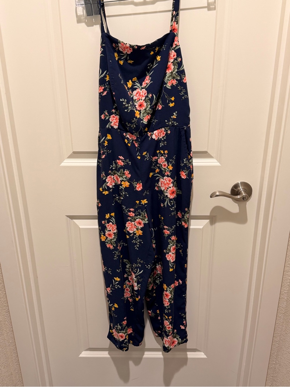Old Navy Navy Floral Spaghetti-Strap Jumpsuit